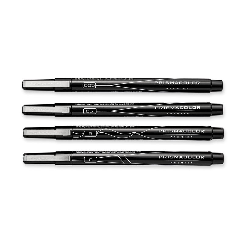 Prismacolor 1738861 Premier Illustration Markers, Assorted Tips, Black, 4-Count - Image 2